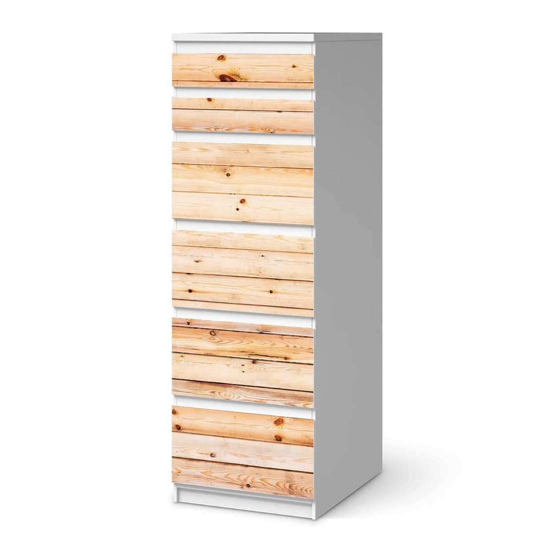 Klebefolie Bright Planks - IKEA Malm Kommode 6 Schubladen (schmal)  - weiss