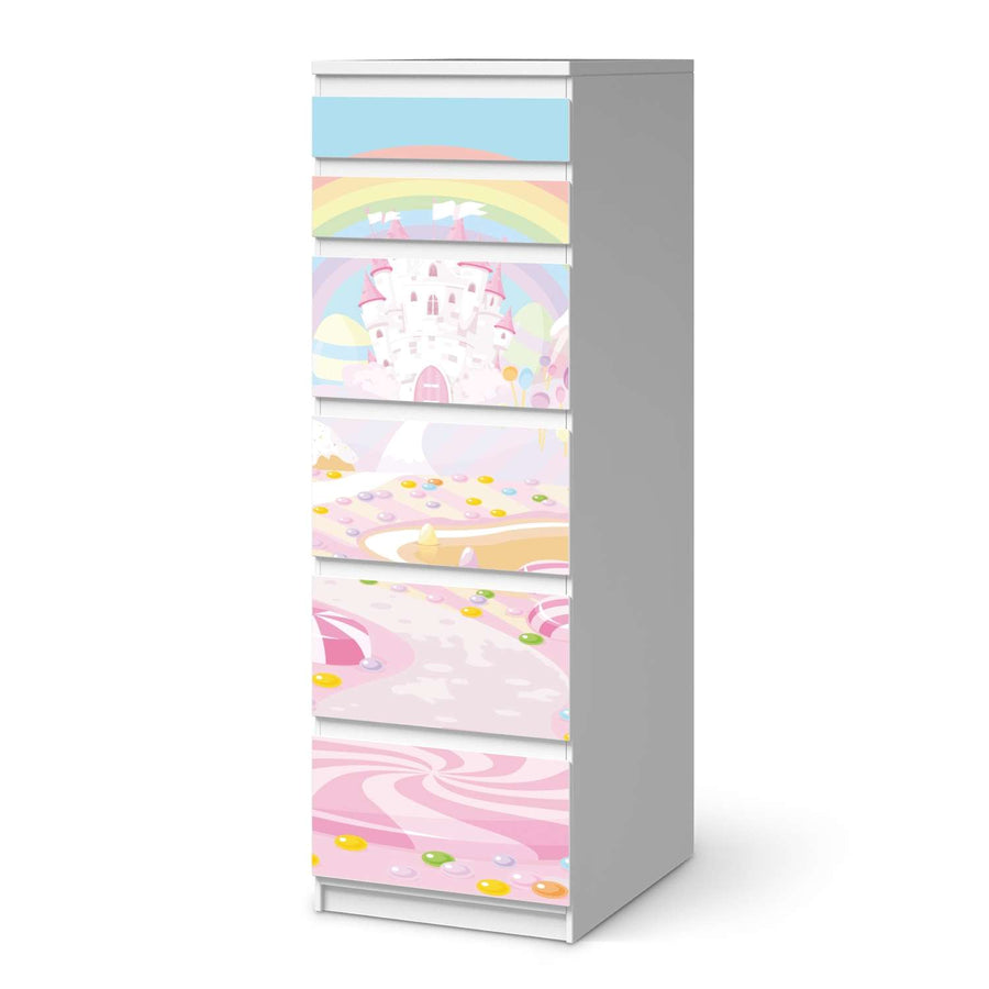 Klebefolie Candyland - IKEA Malm Kommode 6 Schubladen (schmal)  - weiss