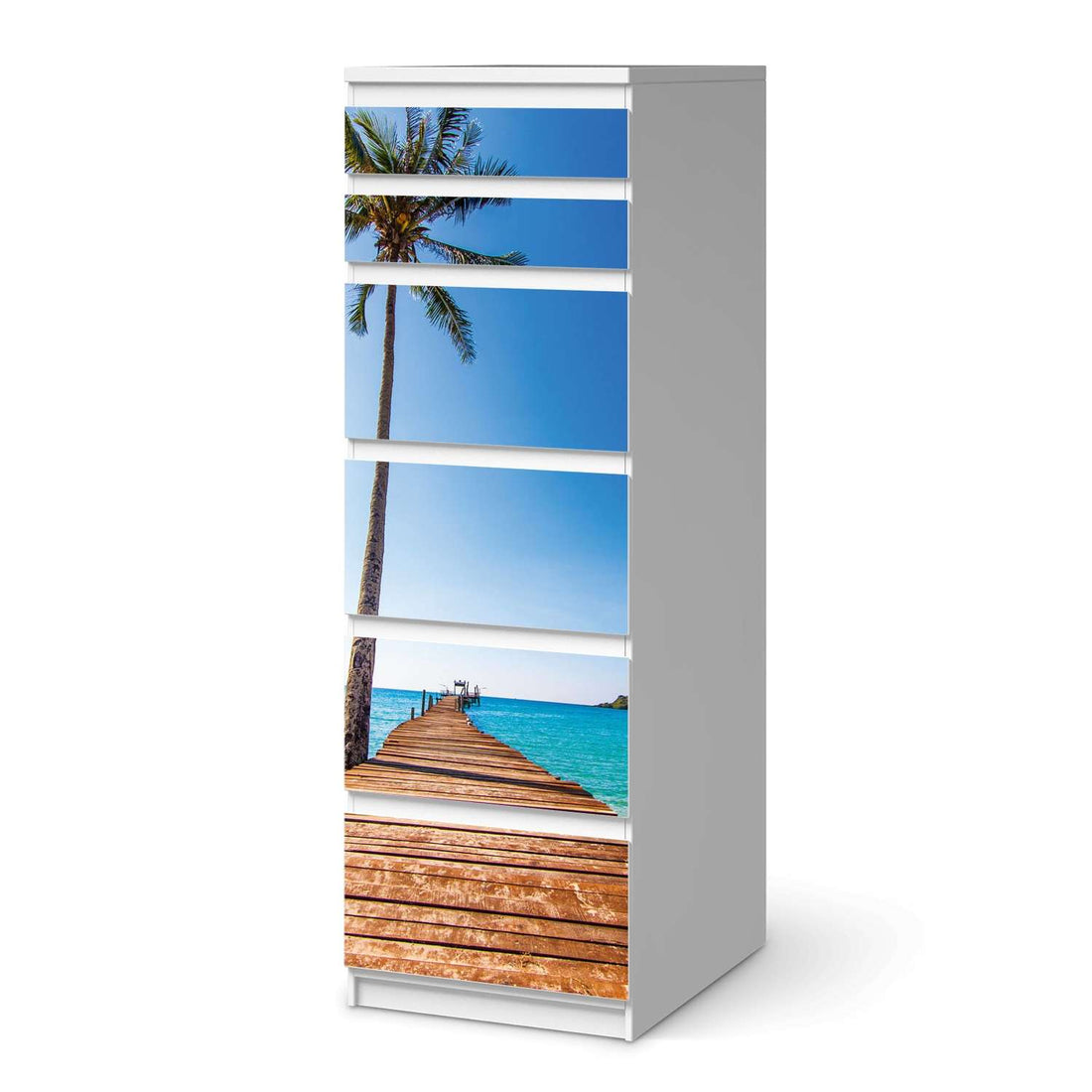 Klebefolie Caribbean - IKEA Malm Kommode 6 Schubladen (schmal)  - weiss