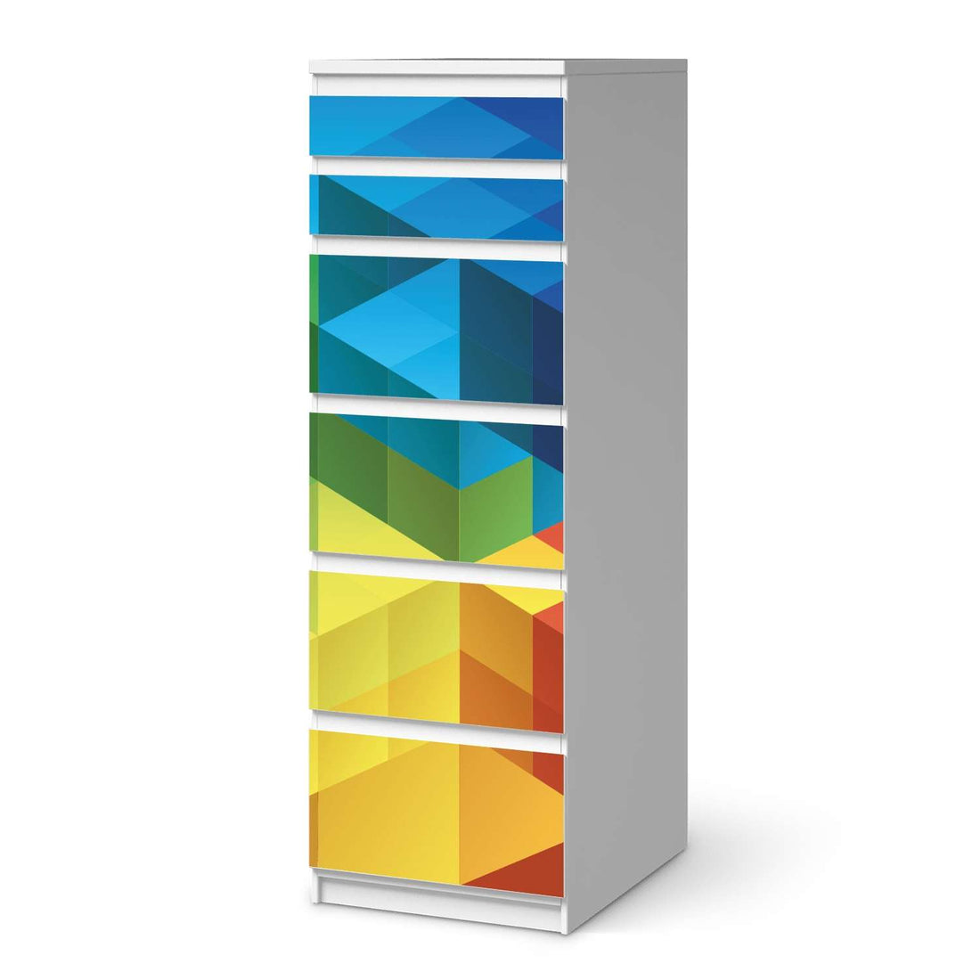 Klebefolie Colored Cubes - IKEA Malm Kommode 6 Schubladen (schmal)  - weiss