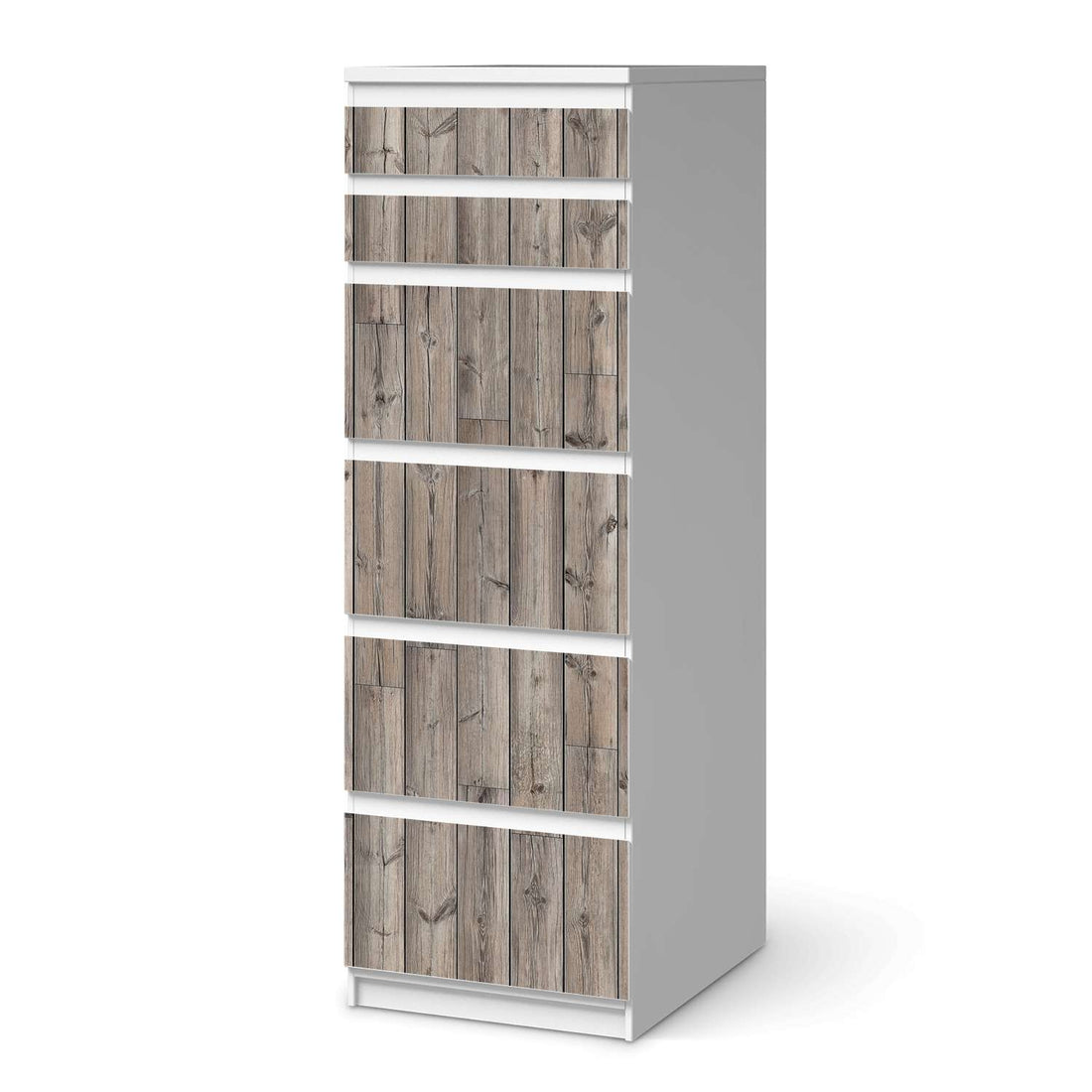 Klebefolie Dark washed - IKEA Malm Kommode 6 Schubladen (schmal)  - weiss