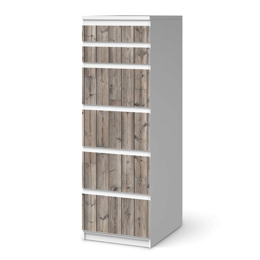 Klebefolie Dark washed - IKEA Malm Kommode 6 Schubladen (schmal)  - weiss