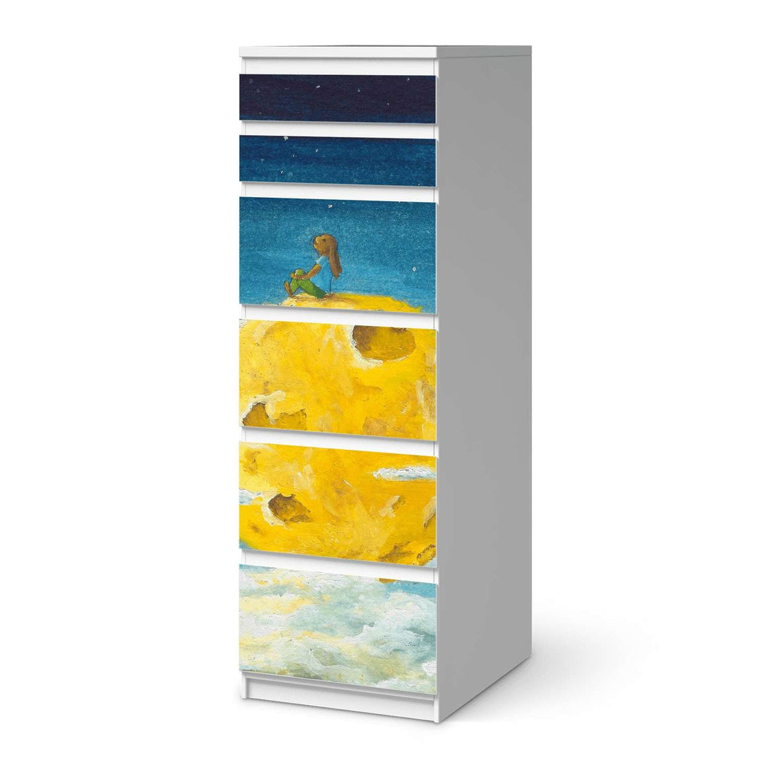 Klebefolie Fernweh - IKEA Malm Kommode 6 Schubladen (schmal)  - weiss