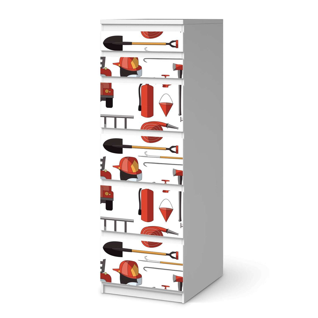 Klebefolie Firefighter - IKEA Malm Kommode 6 Schubladen (schmal)  - weiss