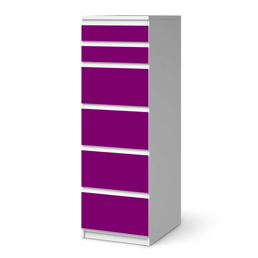 Klebefolie Flieder Dark - IKEA Malm Kommode 6 Schubladen (schmal)  - weiss