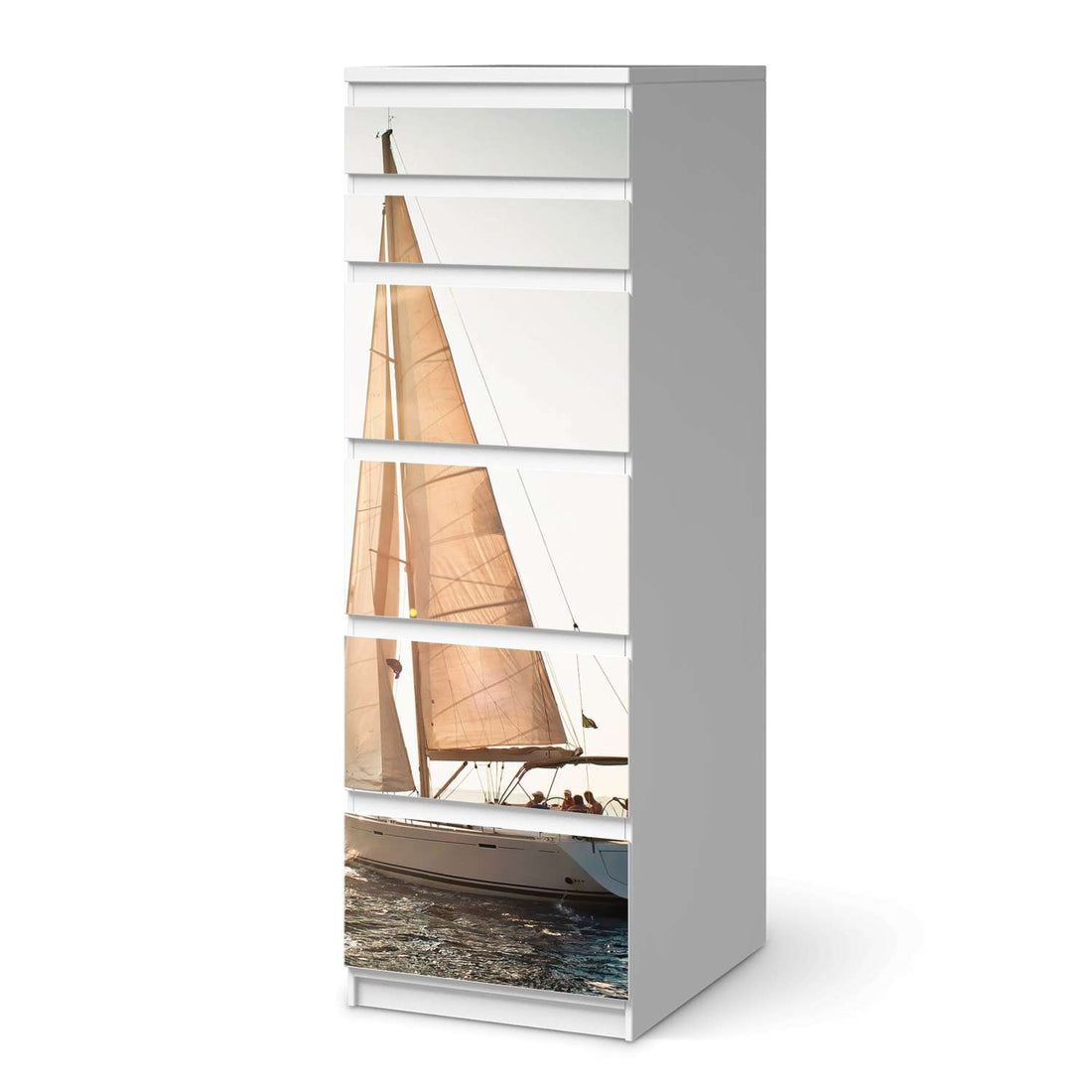 Klebefolie Freedom - IKEA Malm Kommode 6 Schubladen (schmal)  - weiss