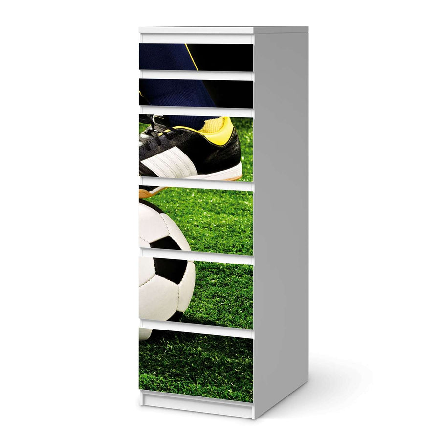 Klebefolie Fussballstar - IKEA Malm Kommode 6 Schubladen (schmal)  - weiss