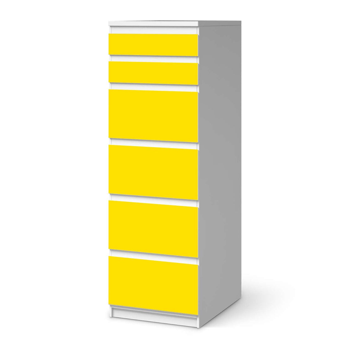 Klebefolie Gelb Dark - IKEA Malm Kommode 6 Schubladen (schmal)  - weiss