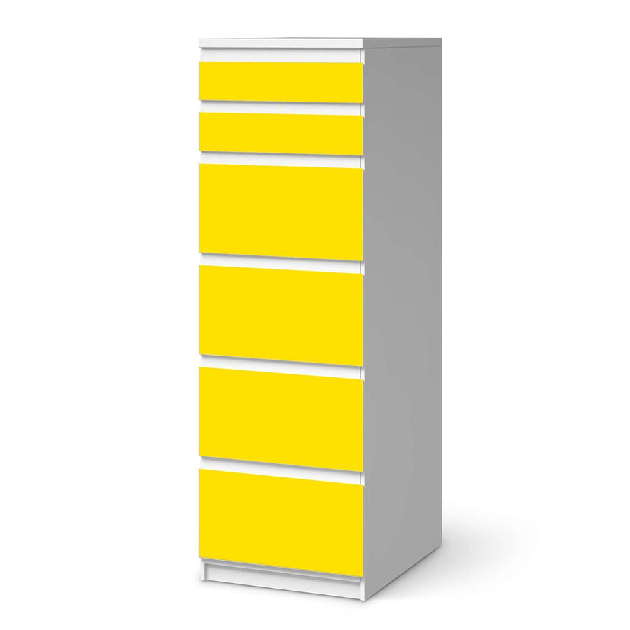 Klebefolie Gelb Dark - IKEA Malm Kommode 6 Schubladen (schmal)  - weiss