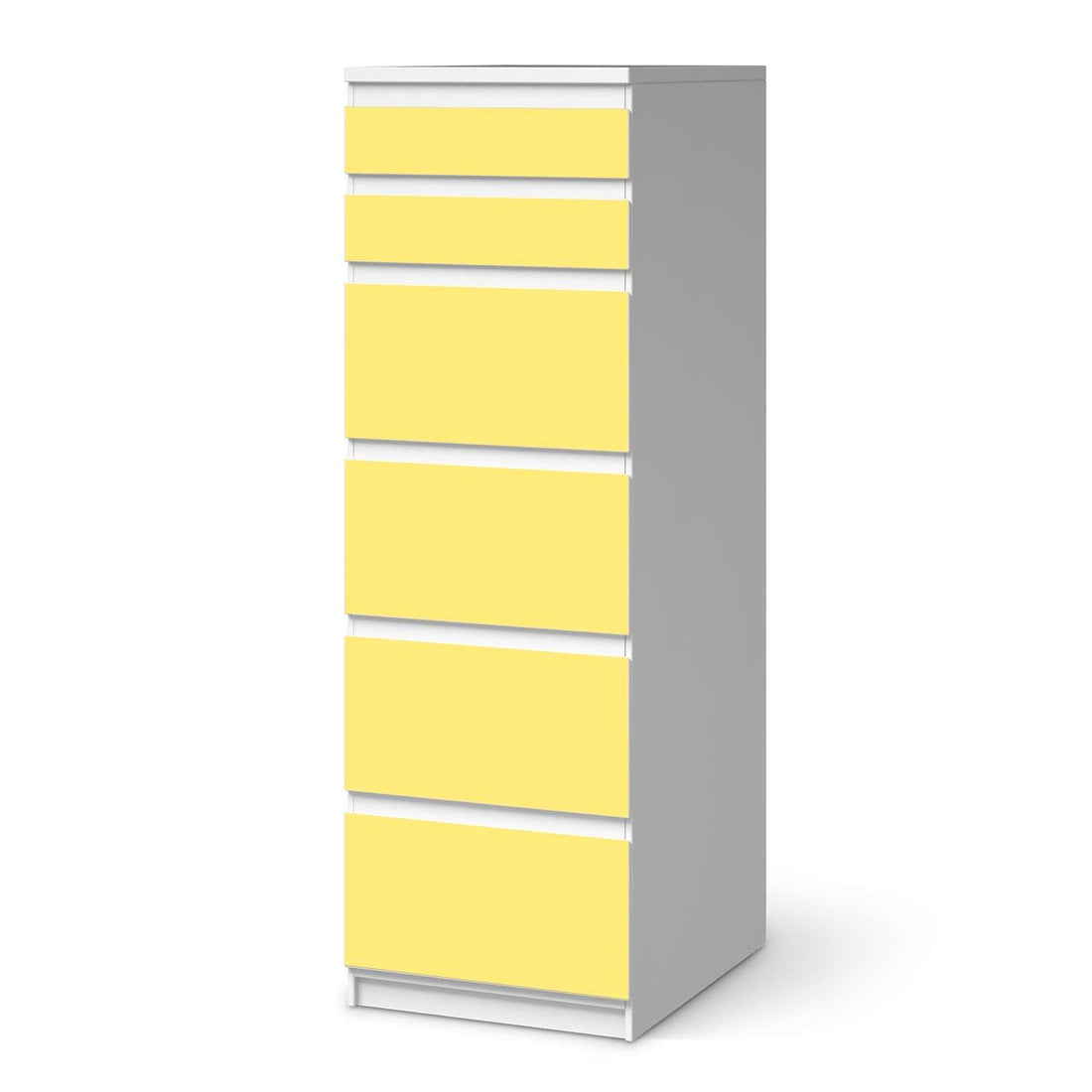 Klebefolie Gelb Light - IKEA Malm Kommode 6 Schubladen (schmal)  - weiss
