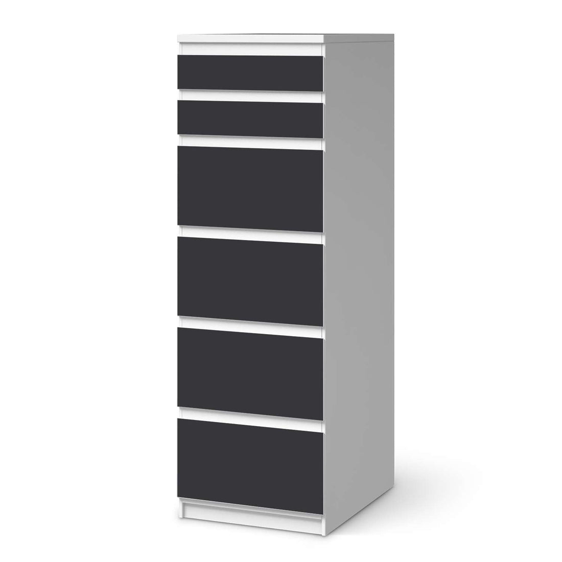 Klebefolie Grau Dark - IKEA Malm Kommode 6 Schubladen (schmal)  - weiss