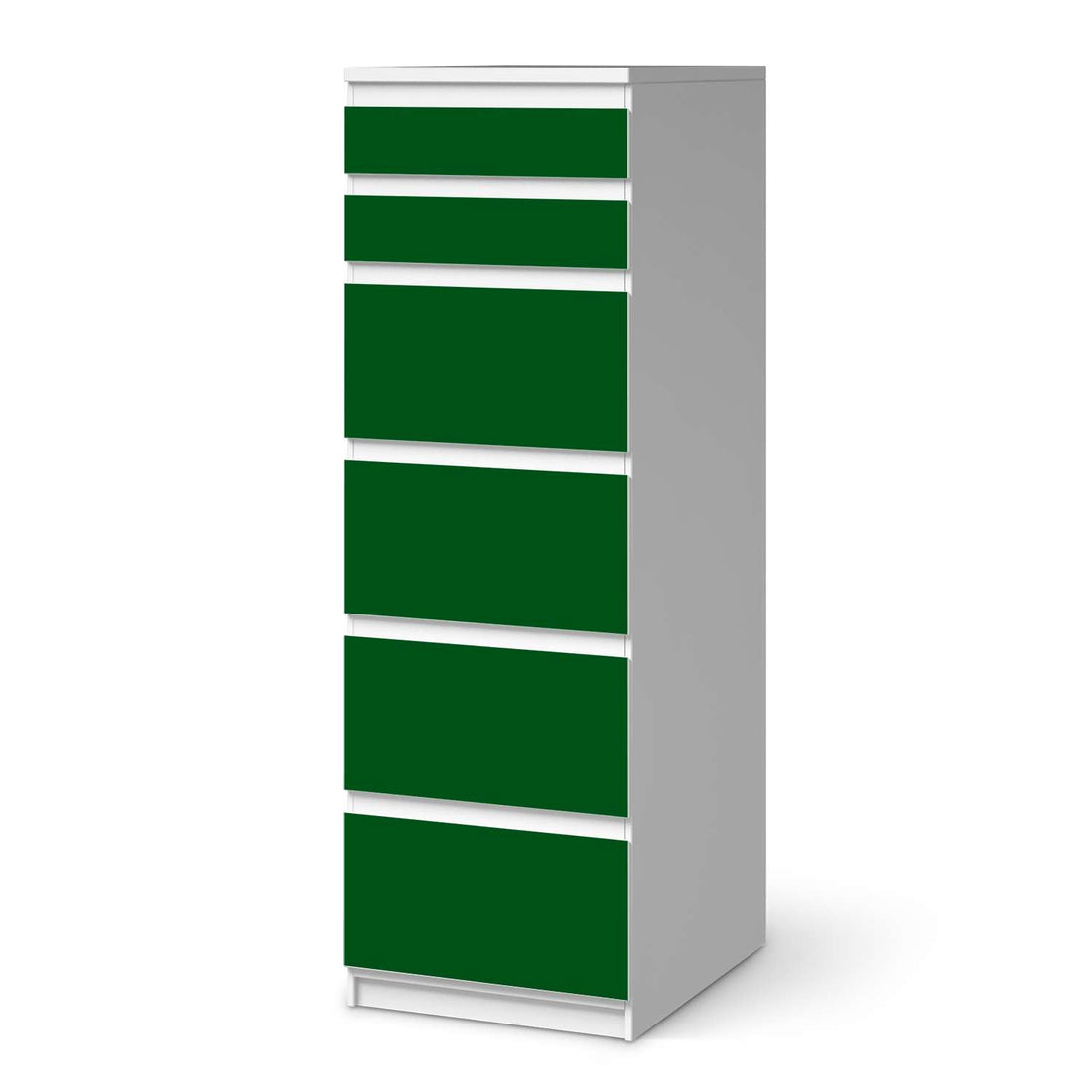 Klebefolie Grün Dark - IKEA Malm Kommode 6 Schubladen (schmal)  - weiss