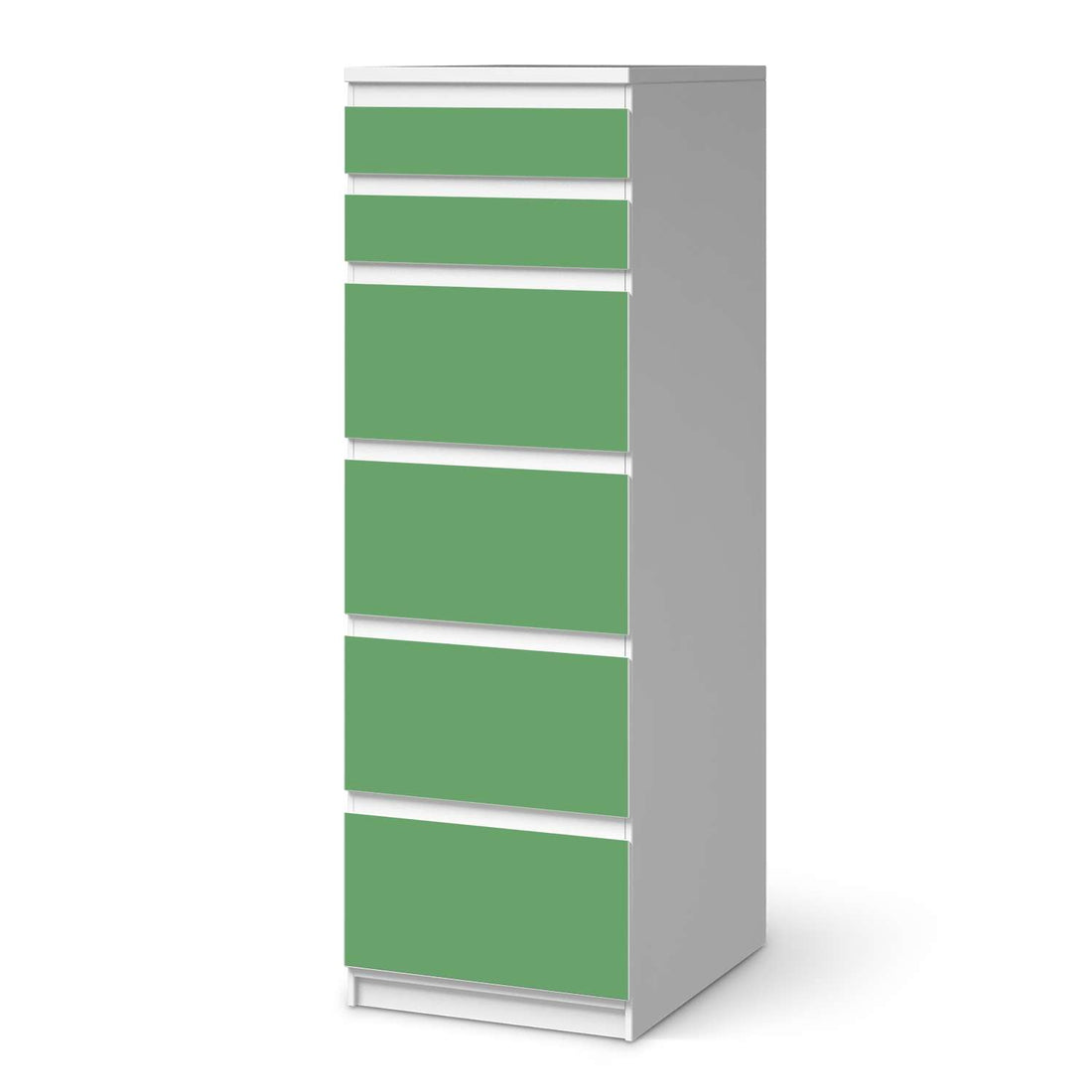 Klebefolie Grün Light - IKEA Malm Kommode 6 Schubladen (schmal)  - weiss