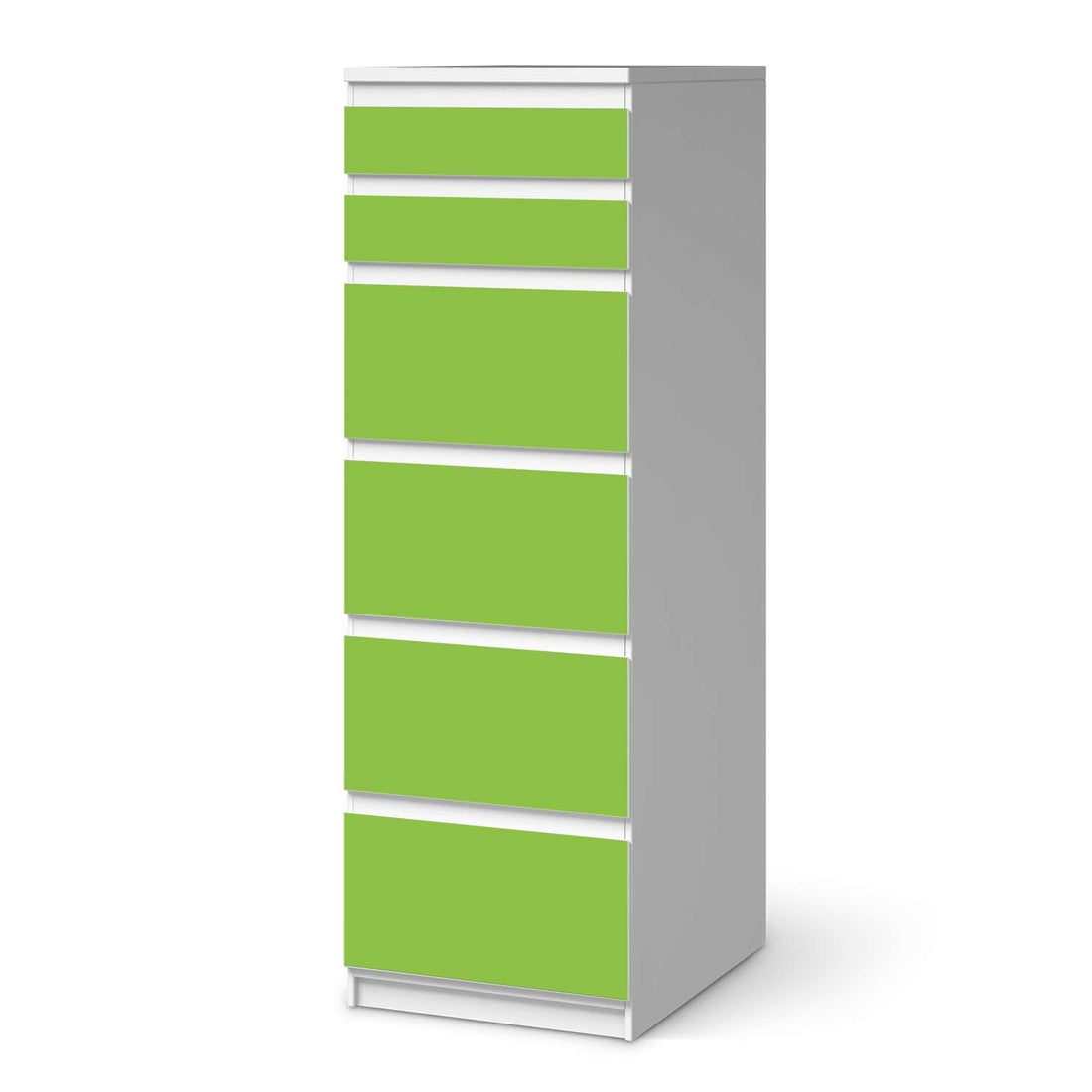 Klebefolie Hellgrün Dark - IKEA Malm Kommode 6 Schubladen (schmal)  - weiss