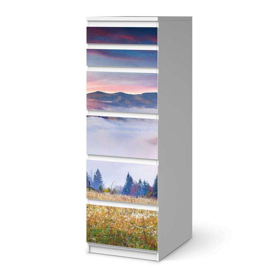 Klebefolie Herbstwald - IKEA Malm Kommode 6 Schubladen (schmal)  - weiss