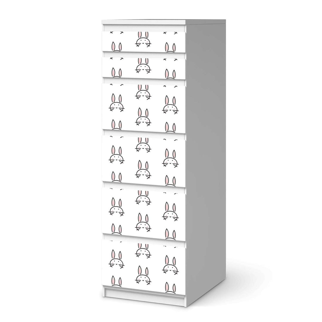 Klebefolie Hoppel - IKEA Malm Kommode 6 Schubladen (schmal)  - weiss