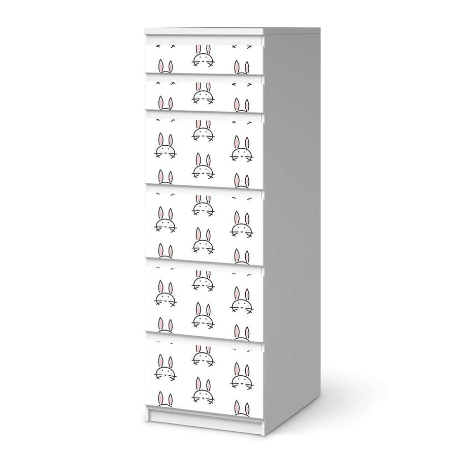 Klebefolie Hoppel - IKEA Malm Kommode 6 Schubladen (schmal)  - weiss