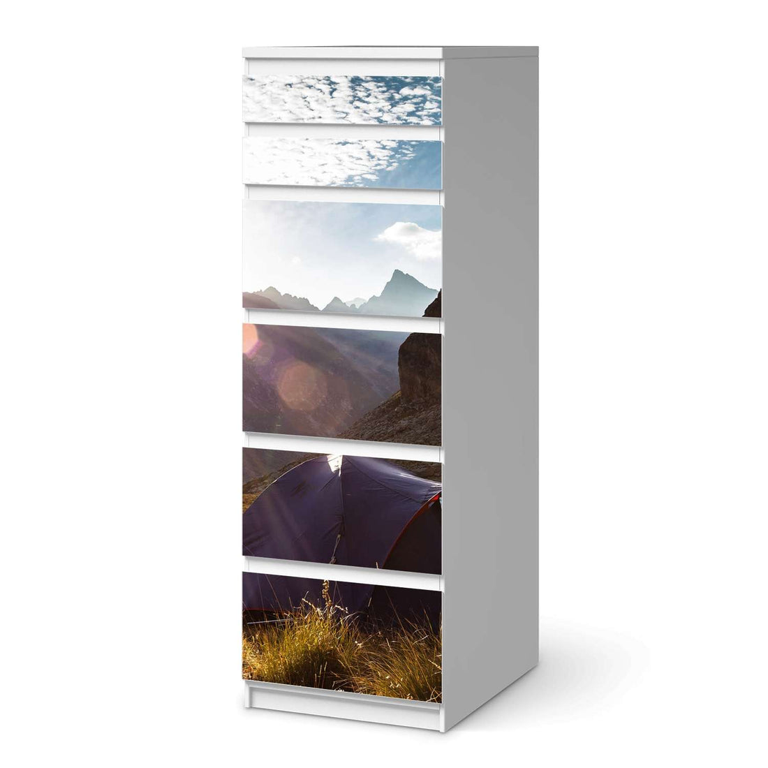 Klebefolie Into the Wild - IKEA Malm Kommode 6 Schubladen (schmal)  - weiss