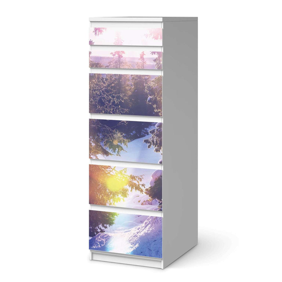 Klebefolie Lichtflut - IKEA Malm Kommode 6 Schubladen (schmal)  - weiss