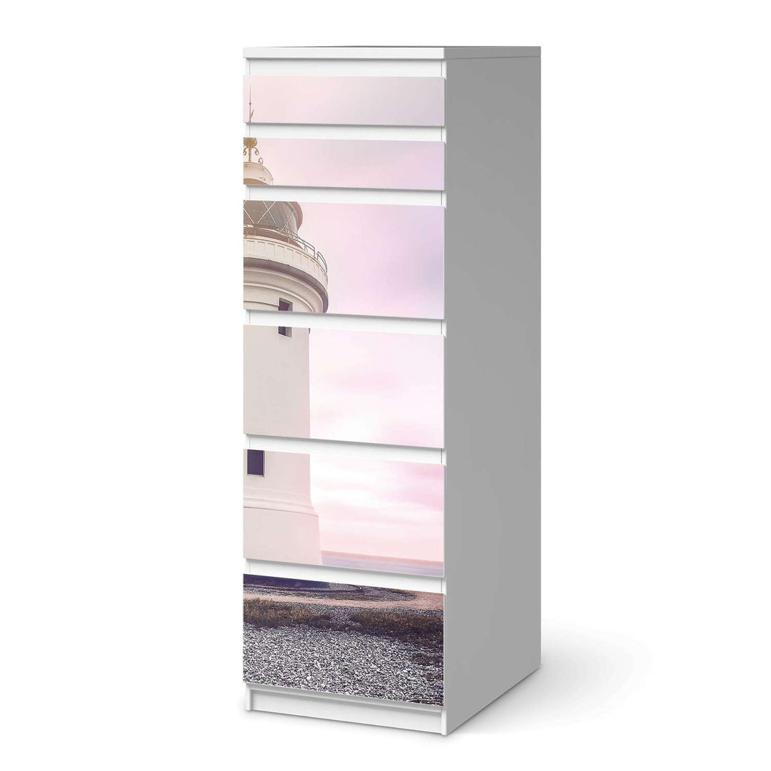 Klebefolie Lighthouse - IKEA Malm Kommode 6 Schubladen (schmal)  - weiss