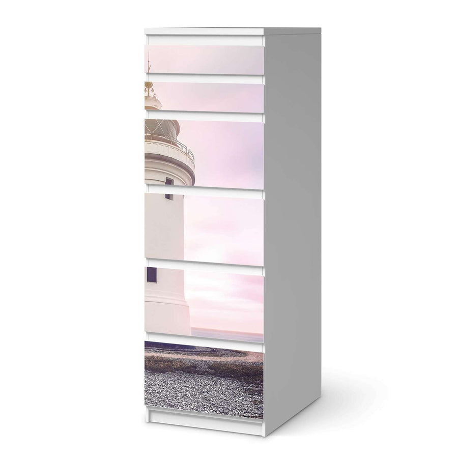 Klebefolie Lighthouse - IKEA Malm Kommode 6 Schubladen (schmal)  - weiss