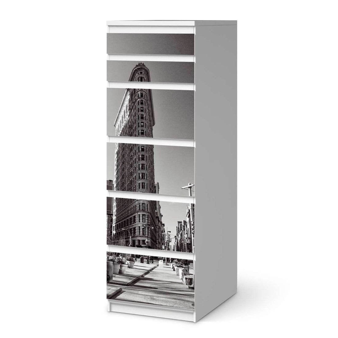 Klebefolie Manhattan - IKEA Malm Kommode 6 Schubladen (schmal)  - weiss