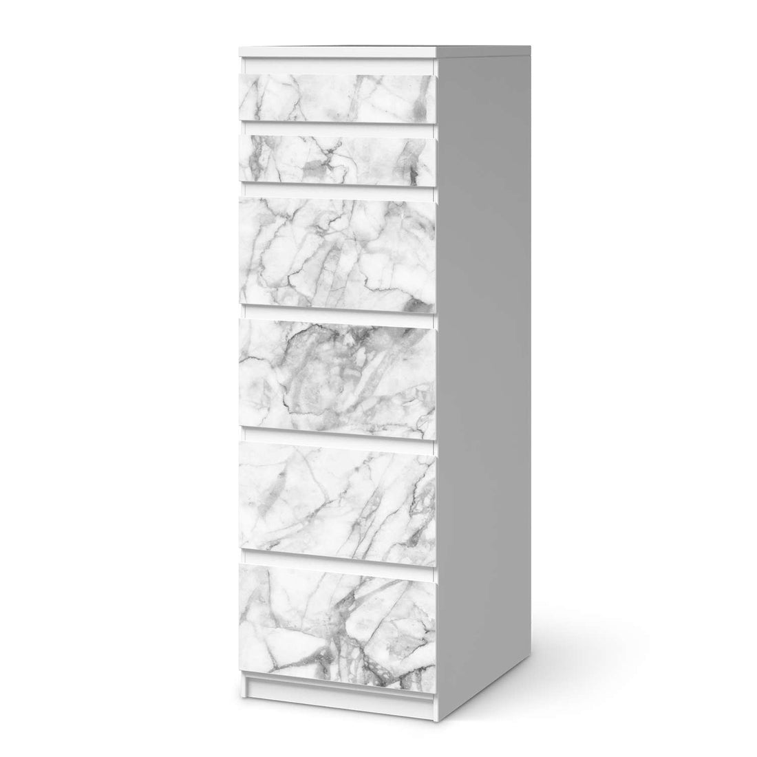 Klebefolie Marmor weiß - IKEA Malm Kommode 6 Schubladen (schmal)  - weiss