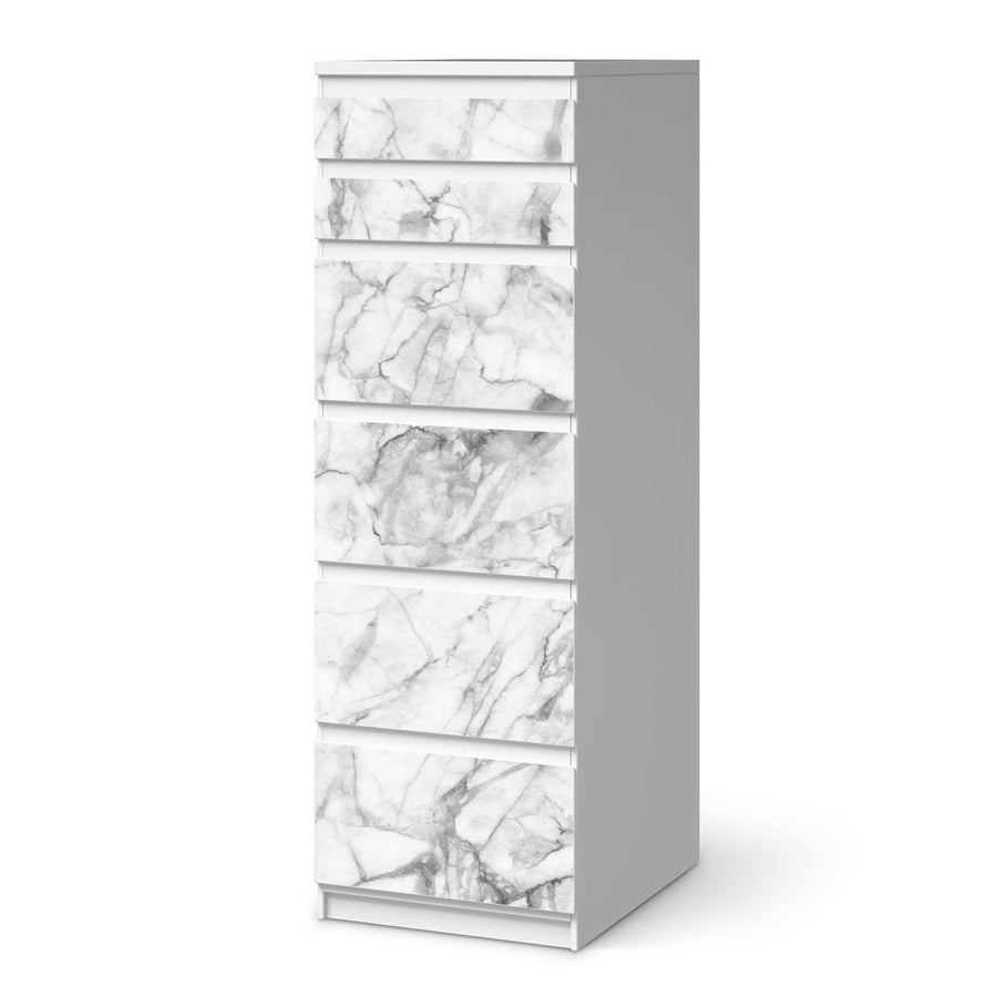Klebefolie Marmor weiß - IKEA Malm Kommode 6 Schubladen (schmal)  - weiss
