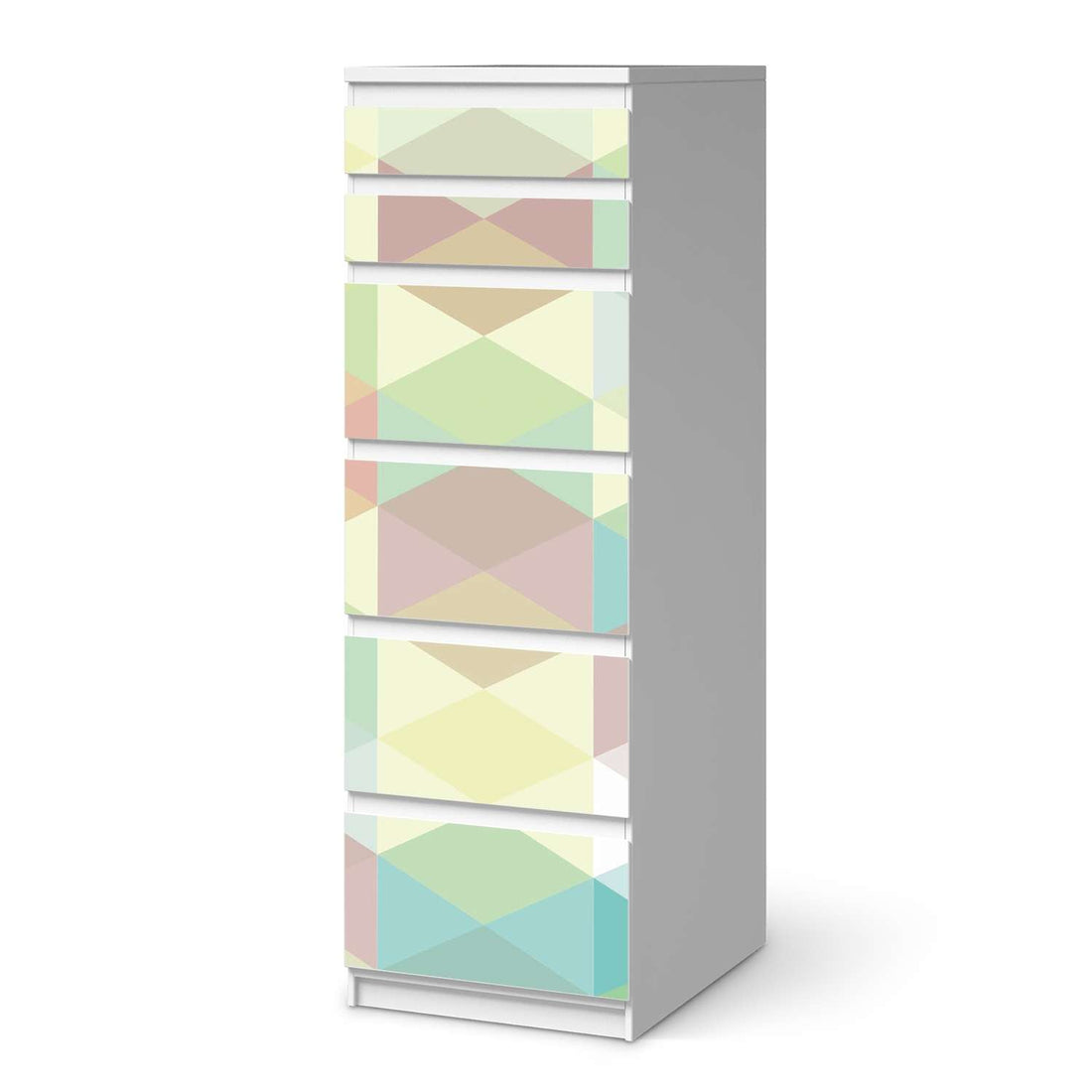 Klebefolie Melitta Pastell Geometrie - IKEA Malm Kommode 6 Schubladen (schmal)  - weiss