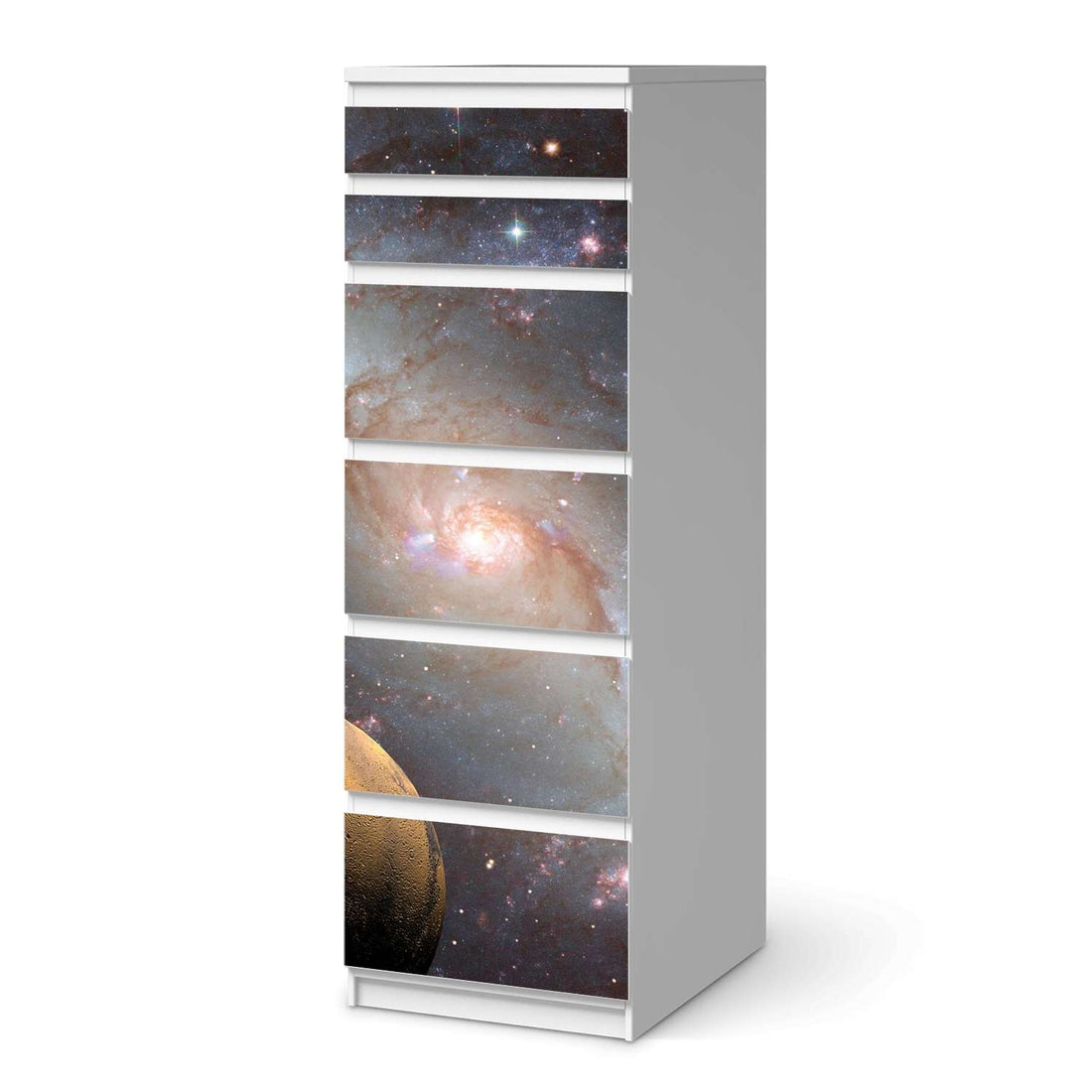 Klebefolie Milky Way - IKEA Malm Kommode 6 Schubladen (schmal)  - weiss