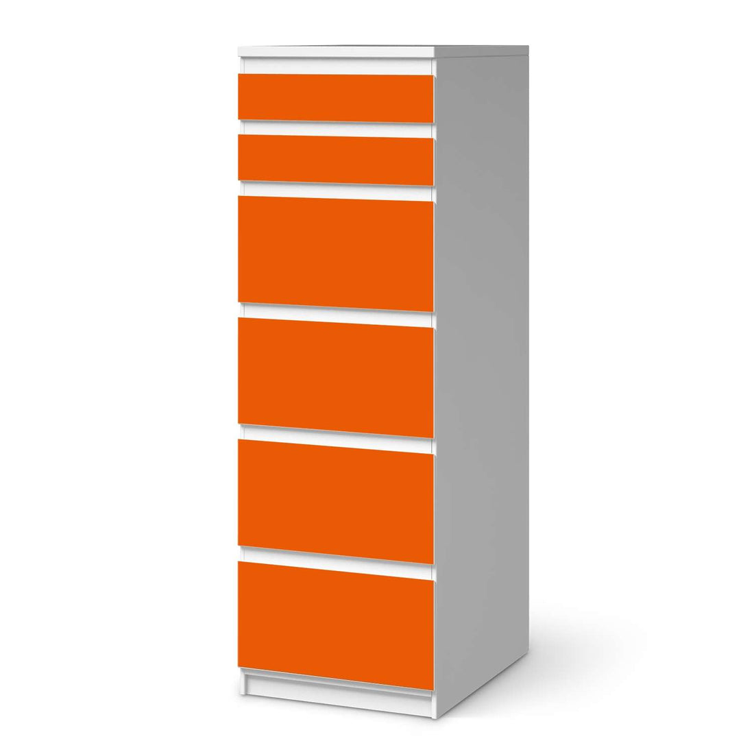 Klebefolie Orange Dark - IKEA Malm Kommode 6 Schubladen (schmal)  - weiss