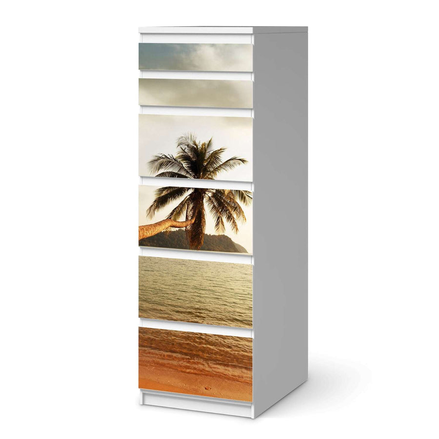 Klebefolie Paradise - IKEA Malm Kommode 6 Schubladen (schmal)  - weiss
