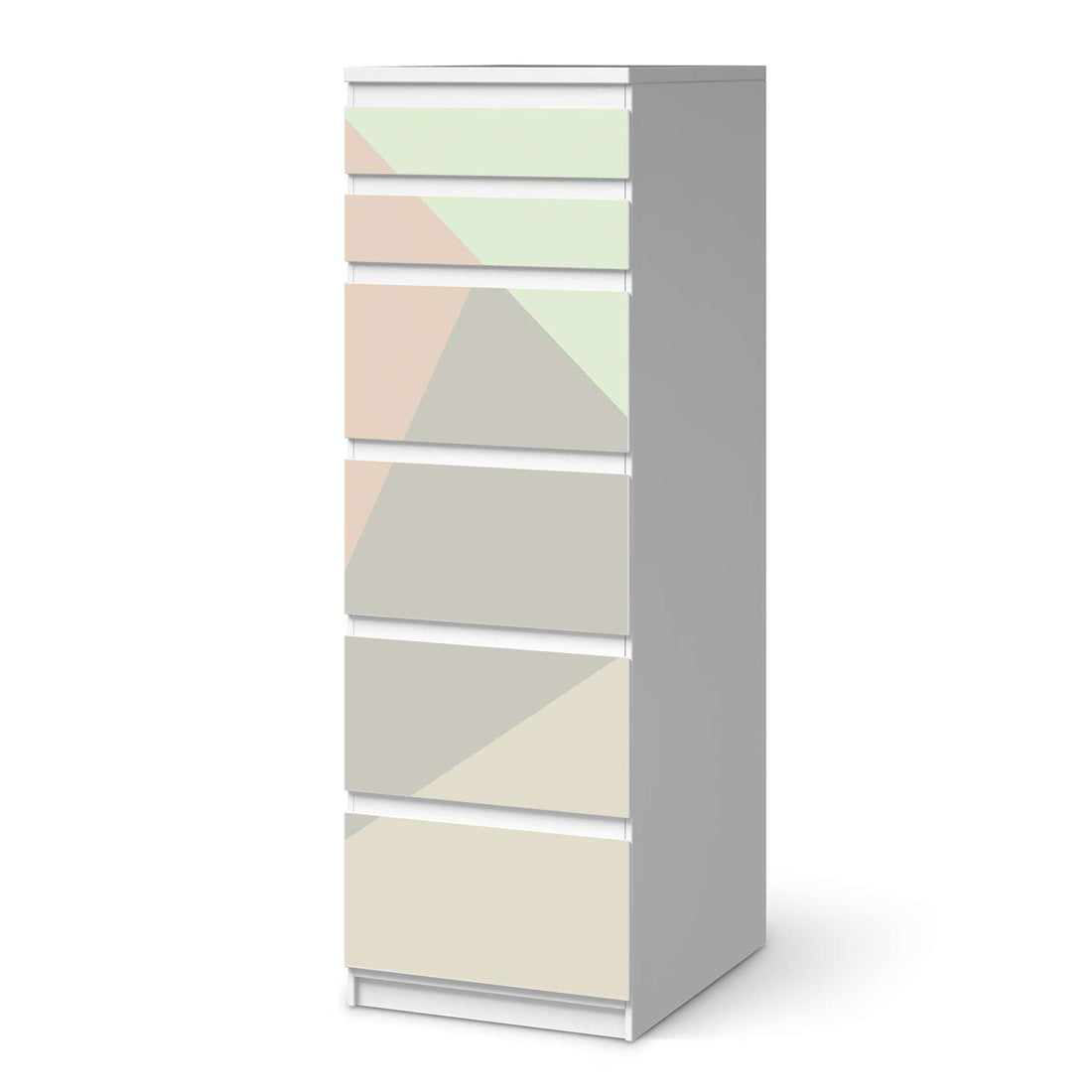 Klebefolie Pastell Geometrik - IKEA Malm Kommode 6 Schubladen (schmal)  - weiss