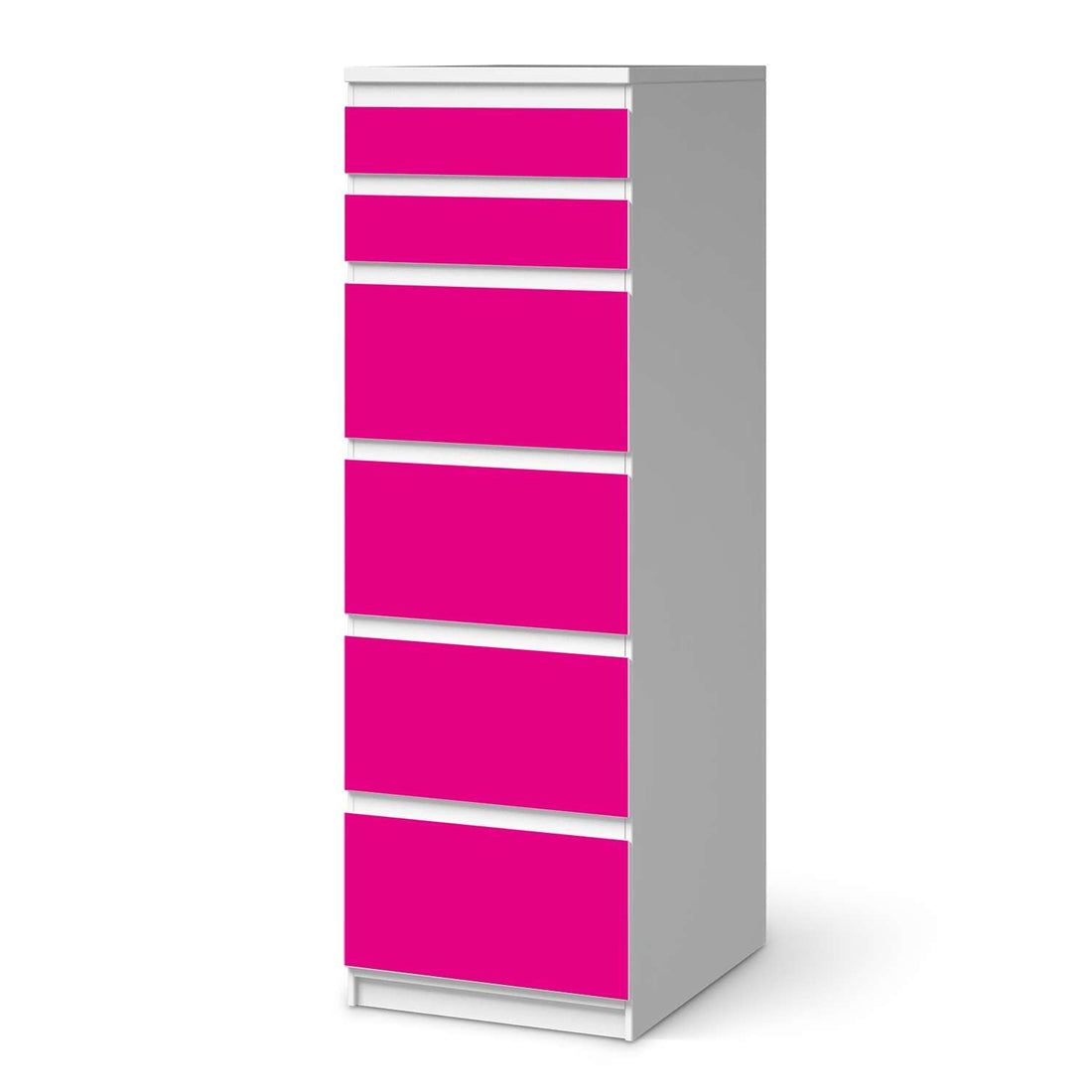 Klebefolie Pink Dark - IKEA Malm Kommode 6 Schubladen (schmal)  - weiss