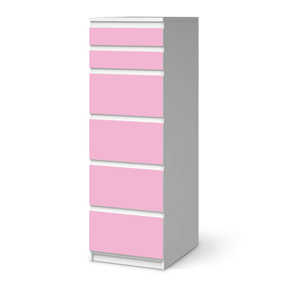 Klebefolie Pink Light - IKEA Malm Kommode 6 Schubladen (schmal)  - weiss