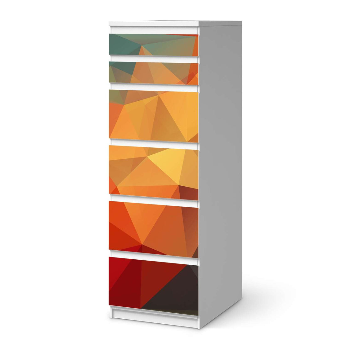 Klebefolie Polygon - IKEA Malm Kommode 6 Schubladen (schmal)  - weiss