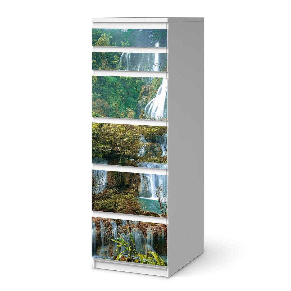 Klebefolie Rainforest - IKEA Malm Kommode 6 Schubladen (schmal)  - weiss