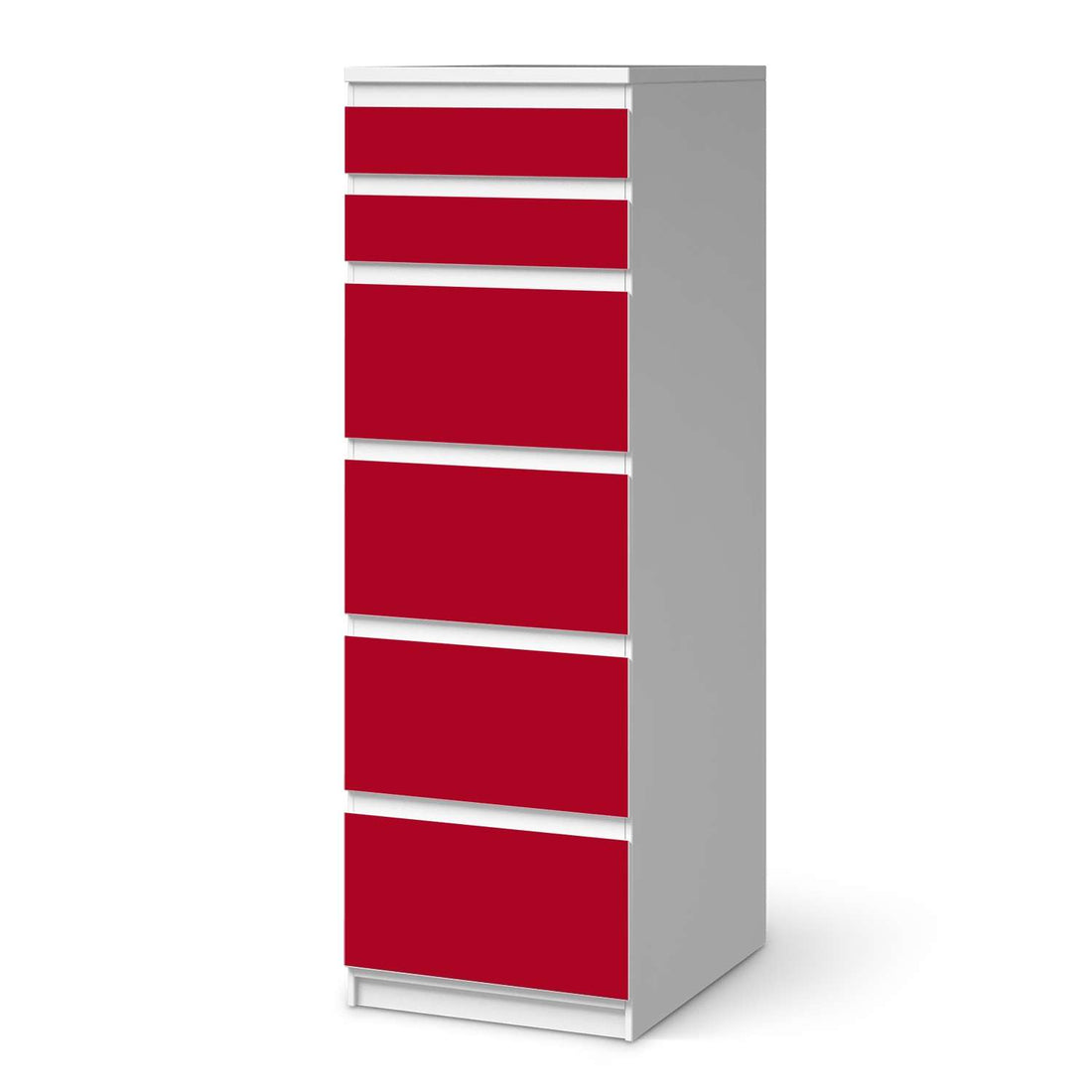 Klebefolie Rot Dark - IKEA Malm Kommode 6 Schubladen (schmal)  - weiss