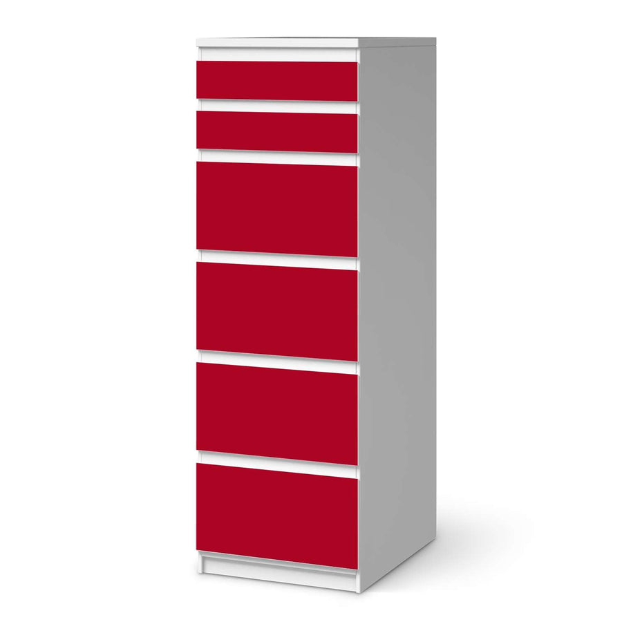 Klebefolie Rot Dark - IKEA Malm Kommode 6 Schubladen (schmal)  - weiss