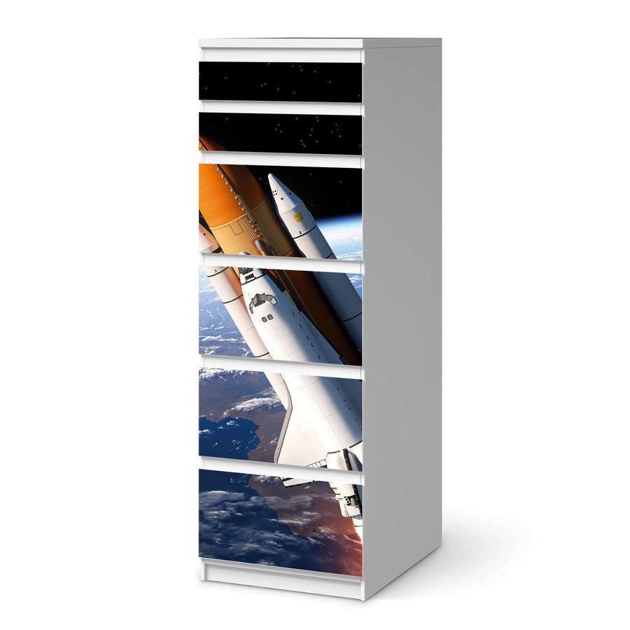 Klebefolie Space Traveller - IKEA Malm Kommode 6 Schubladen (schmal)  - weiss