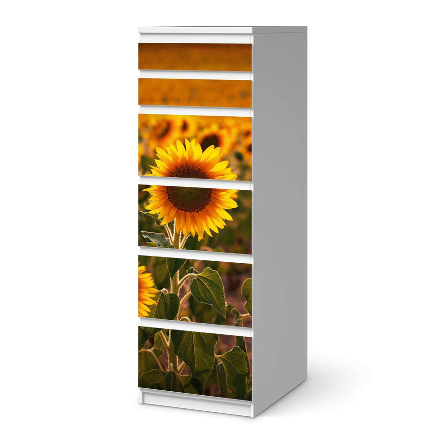 Klebefolie Sunflowers - IKEA Malm Kommode 6 Schubladen (schmal)  - weiss