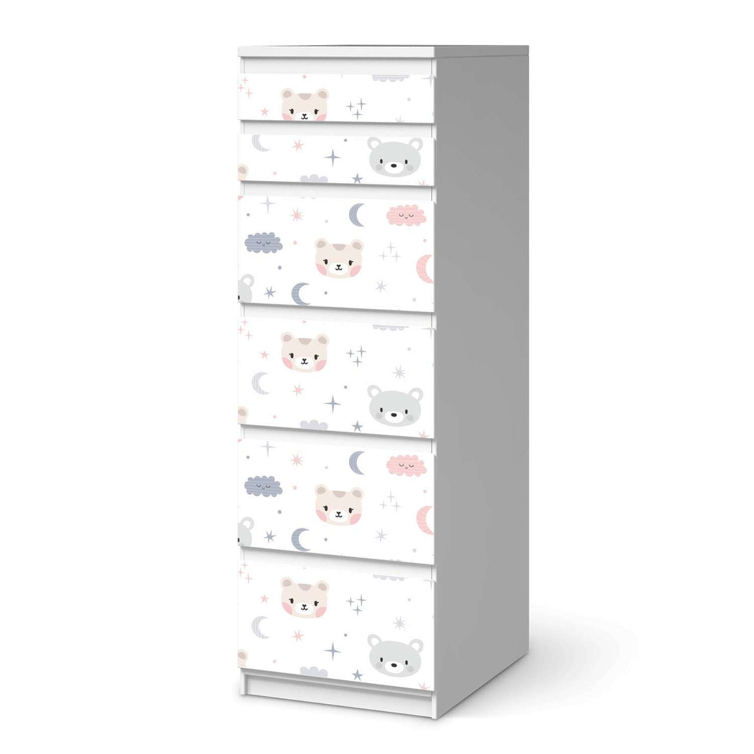 Klebefolie Sweet Dreams - IKEA Malm Kommode 6 Schubladen (schmal)  - weiss