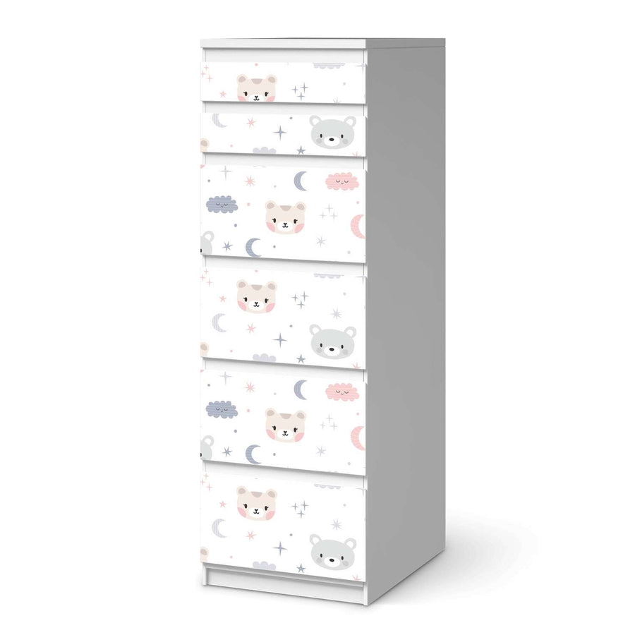 Klebefolie Sweet Dreams - IKEA Malm Kommode 6 Schubladen (schmal)  - weiss