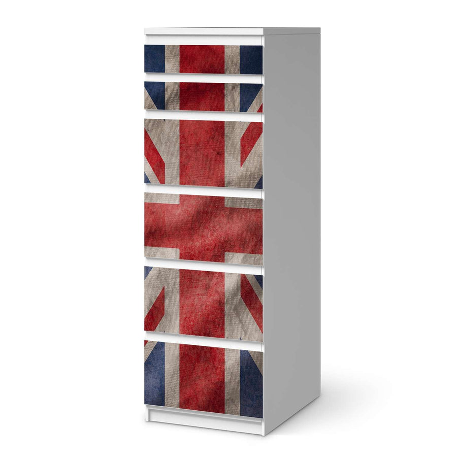 Klebefolie Union Jack - IKEA Malm Kommode 6 Schubladen (schmal)  - weiss