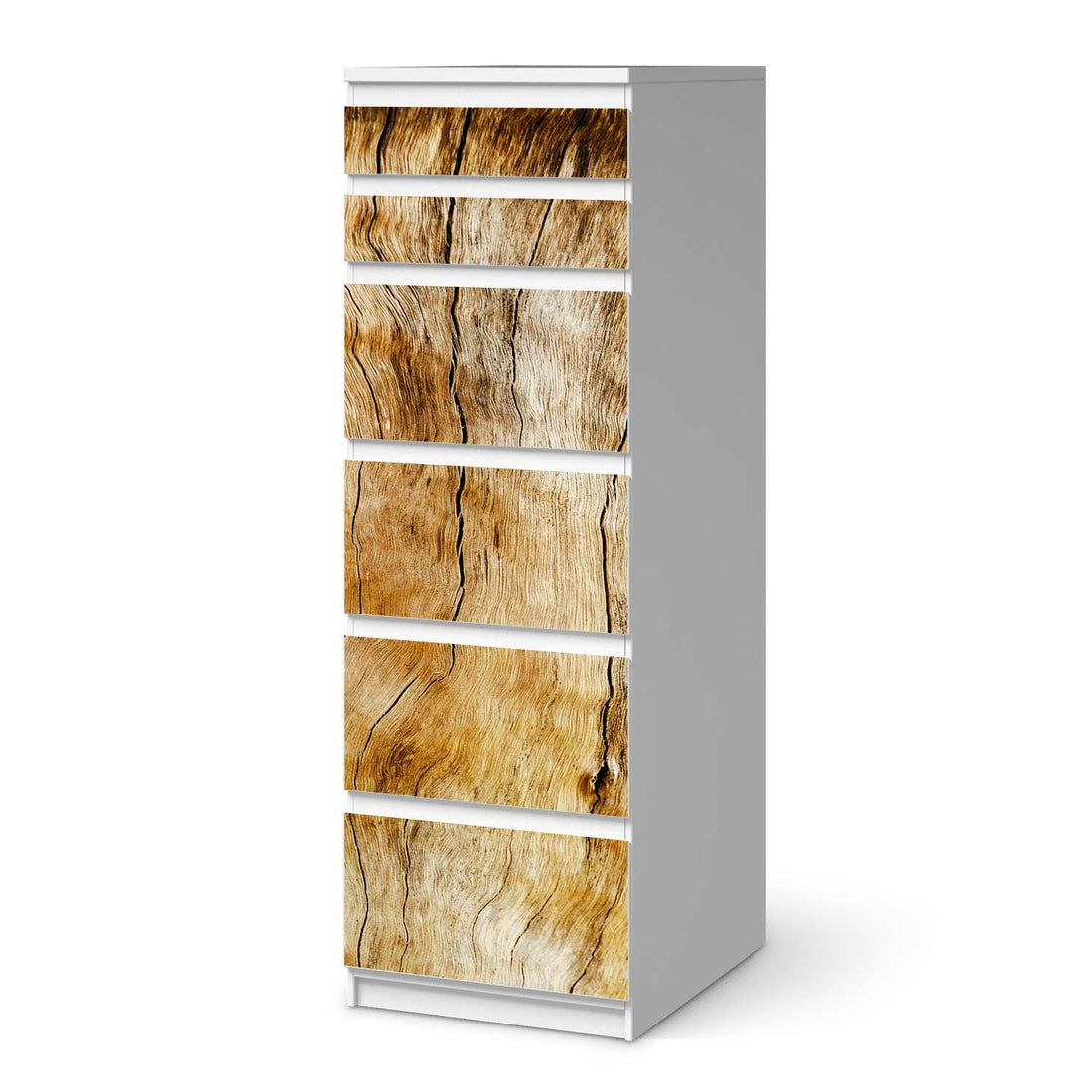 Klebefolie Unterholz - IKEA Malm Kommode 6 Schubladen (schmal)  - weiss