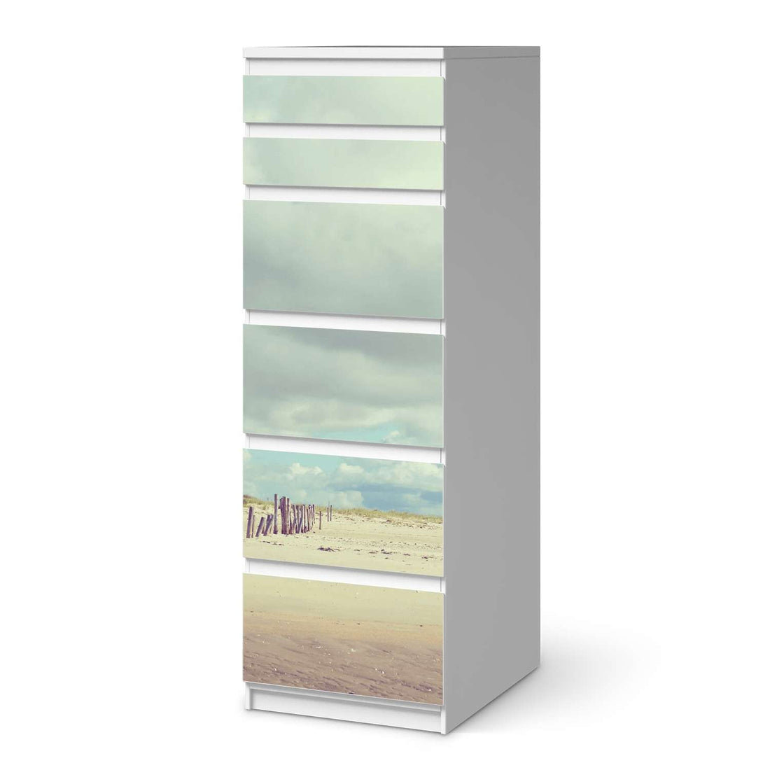 Klebefolie Wellenbrecher - IKEA Malm Kommode 6 Schubladen (schmal)  - weiss