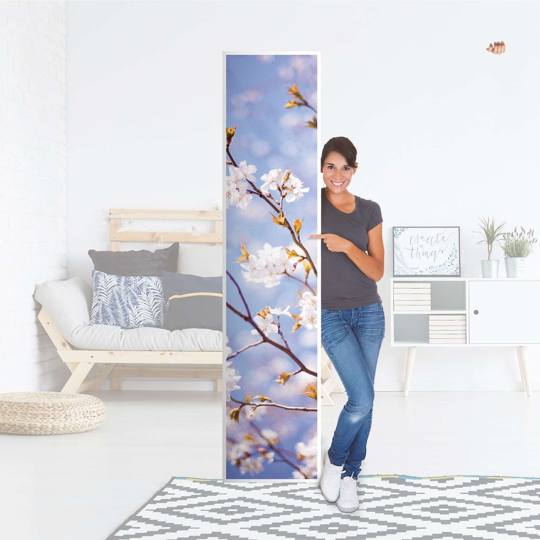 Klebefolie Apple Blossoms - IKEA Pax Schrank 236 cm Höhe - 1 Tür - Folie