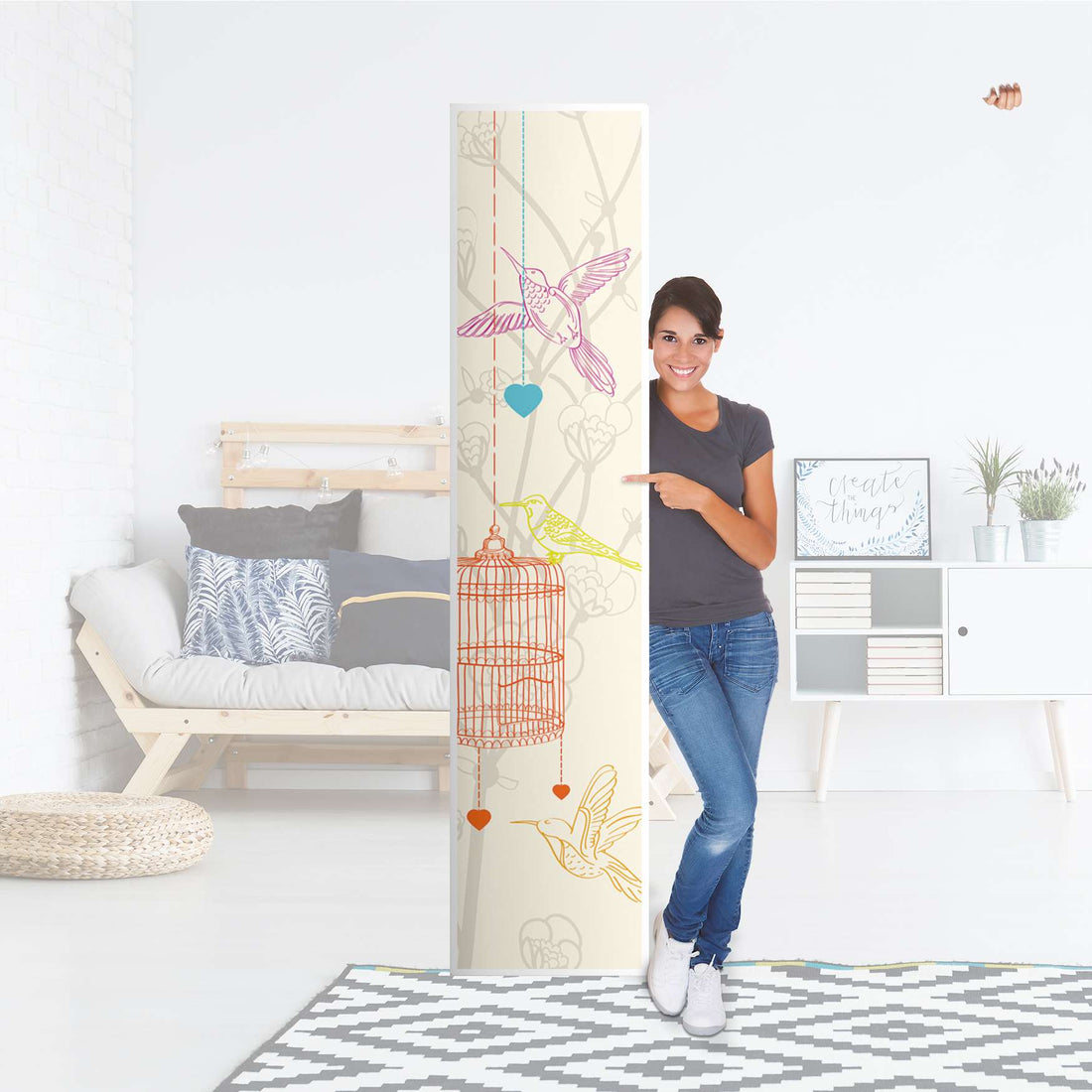 Klebefolie Birdcage - IKEA Pax Schrank 236 cm Höhe - 1 Tür - Folie