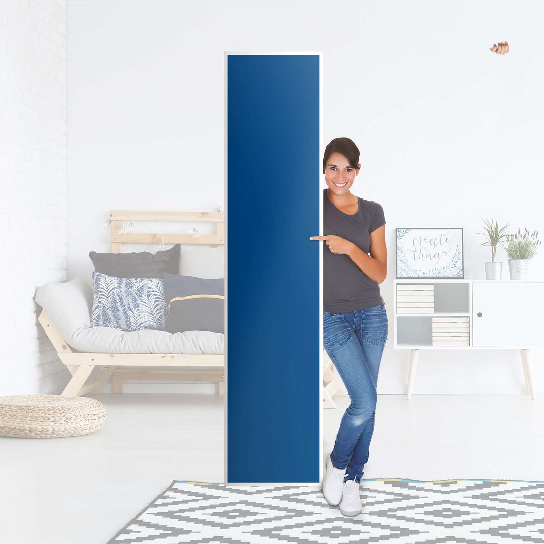 Klebefolie Blau Dark - IKEA Pax Schrank 236 cm Höhe - 1 Tür - Folie