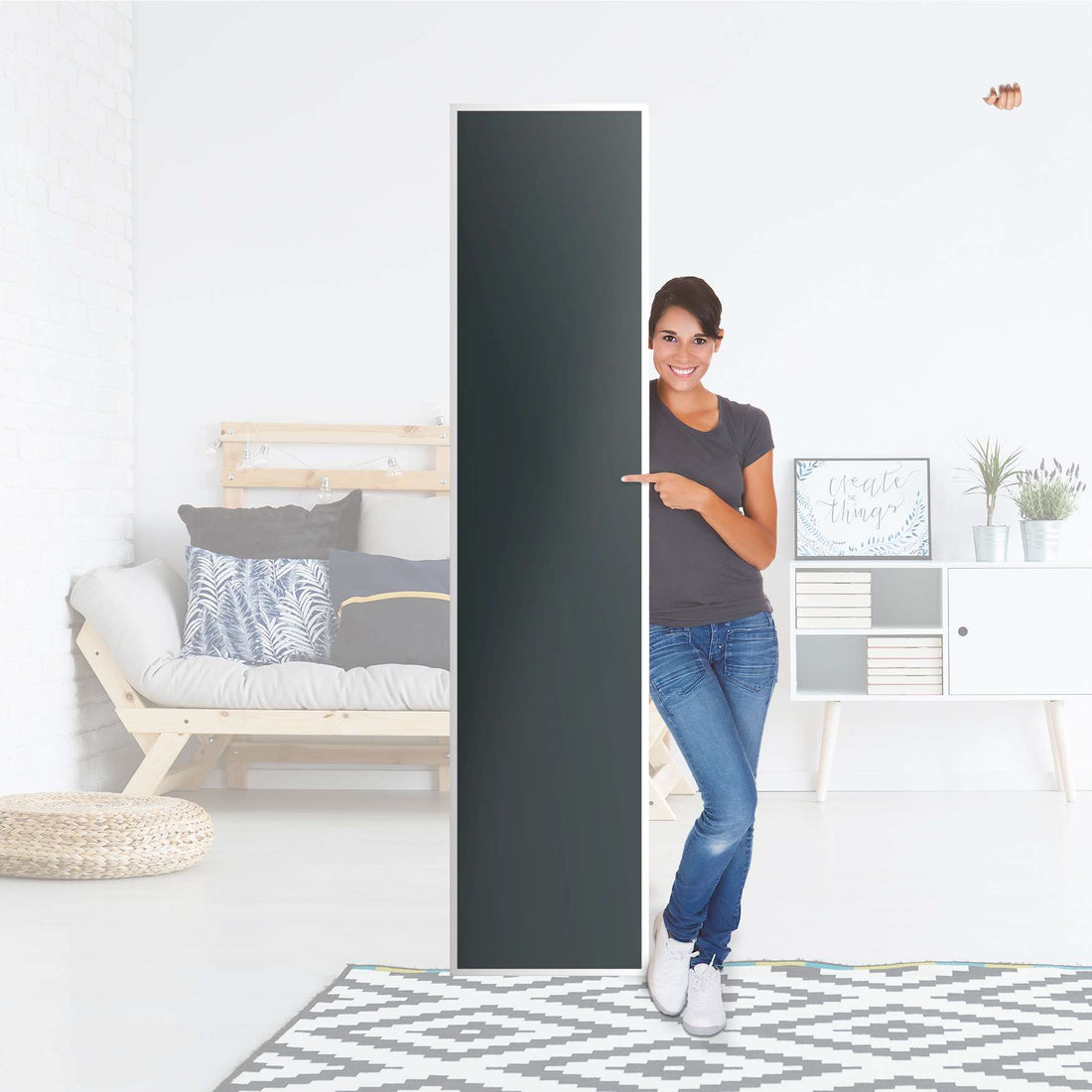 Klebefolie Blaugrau Dark - IKEA Pax Schrank 236 cm Höhe - 1 Tür - Folie